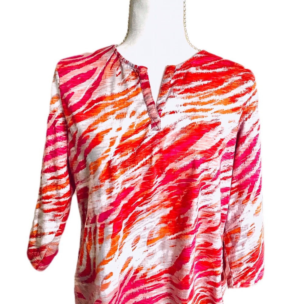 Chico's VIBRANT Peasant Blouse Sz 2